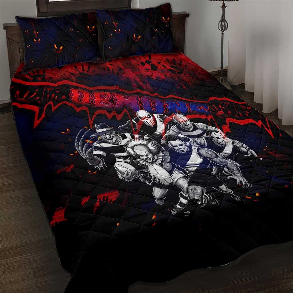 Step Into Horror Domain Demons Football Quilt Bed Set Halloween Horror Movie Characters - Aussie Hoodie