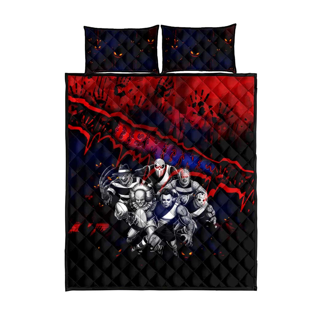 Step Into Horror Domain Demons Football Quilt Bed Set Halloween Horror Movie Characters - Aussie Hoodie