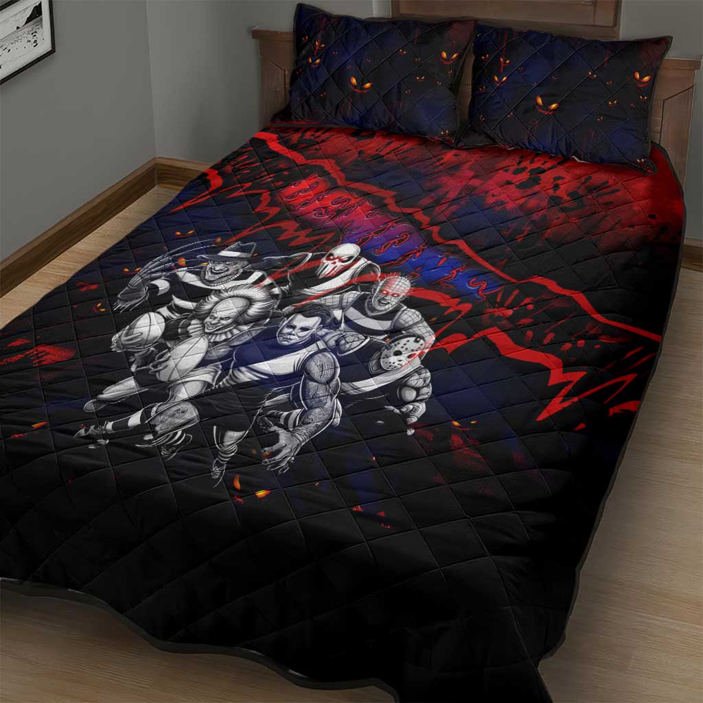 Step Into Horror Domain Demons Football Quilt Bed Set Halloween Horror Movie Characters - Aussie Hoodie
