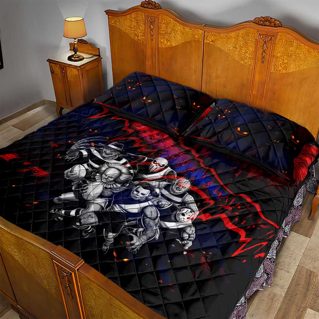 Step Into Horror Domain Demons Football Quilt Bed Set Halloween Horror Movie Characters - Aussie Hoodie