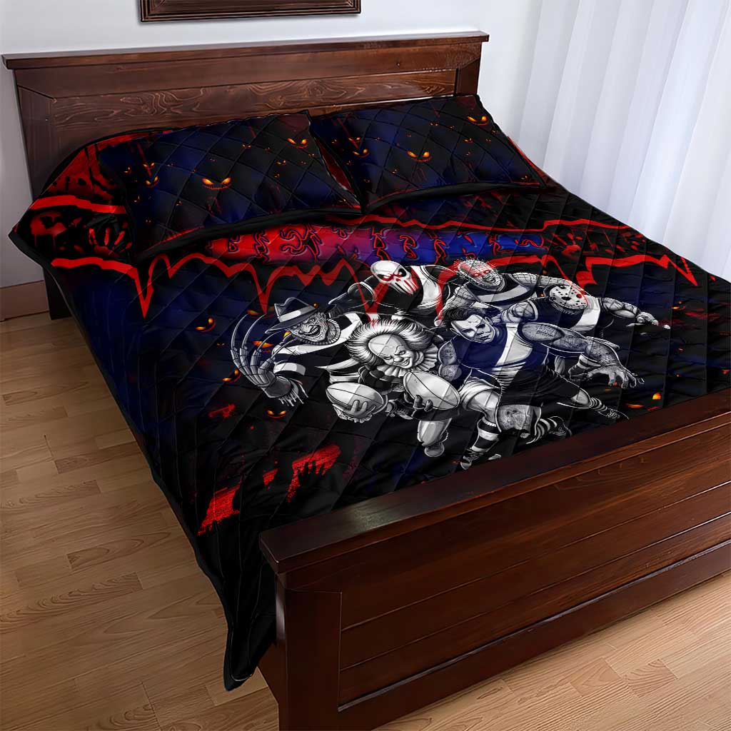 Step Into Horror Domain Demons Football Quilt Bed Set Halloween Horror Movie Characters - Aussie Hoodie