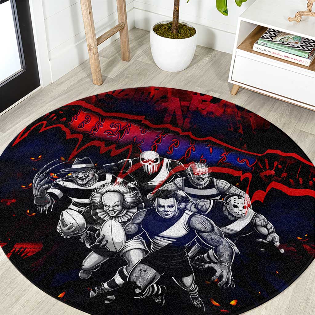 Step Into Horror Domain Demons Football Round Carpet Halloween Horror Movie Characters - Aussie Hoodie