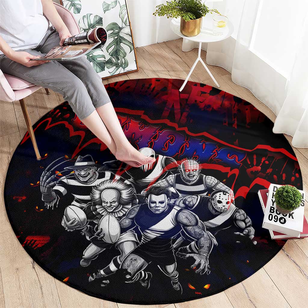 Step Into Horror Domain Demons Football Round Carpet Halloween Horror Movie Characters - Aussie Hoodie