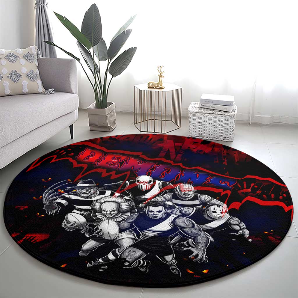 Step Into Horror Domain Demons Football Round Carpet Halloween Horror Movie Characters - Aussie Hoodie