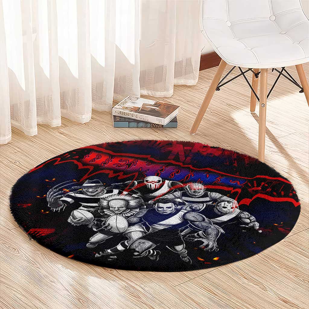 Step Into Horror Domain Demons Football Round Carpet Halloween Horror Movie Characters - Aussie Hoodie