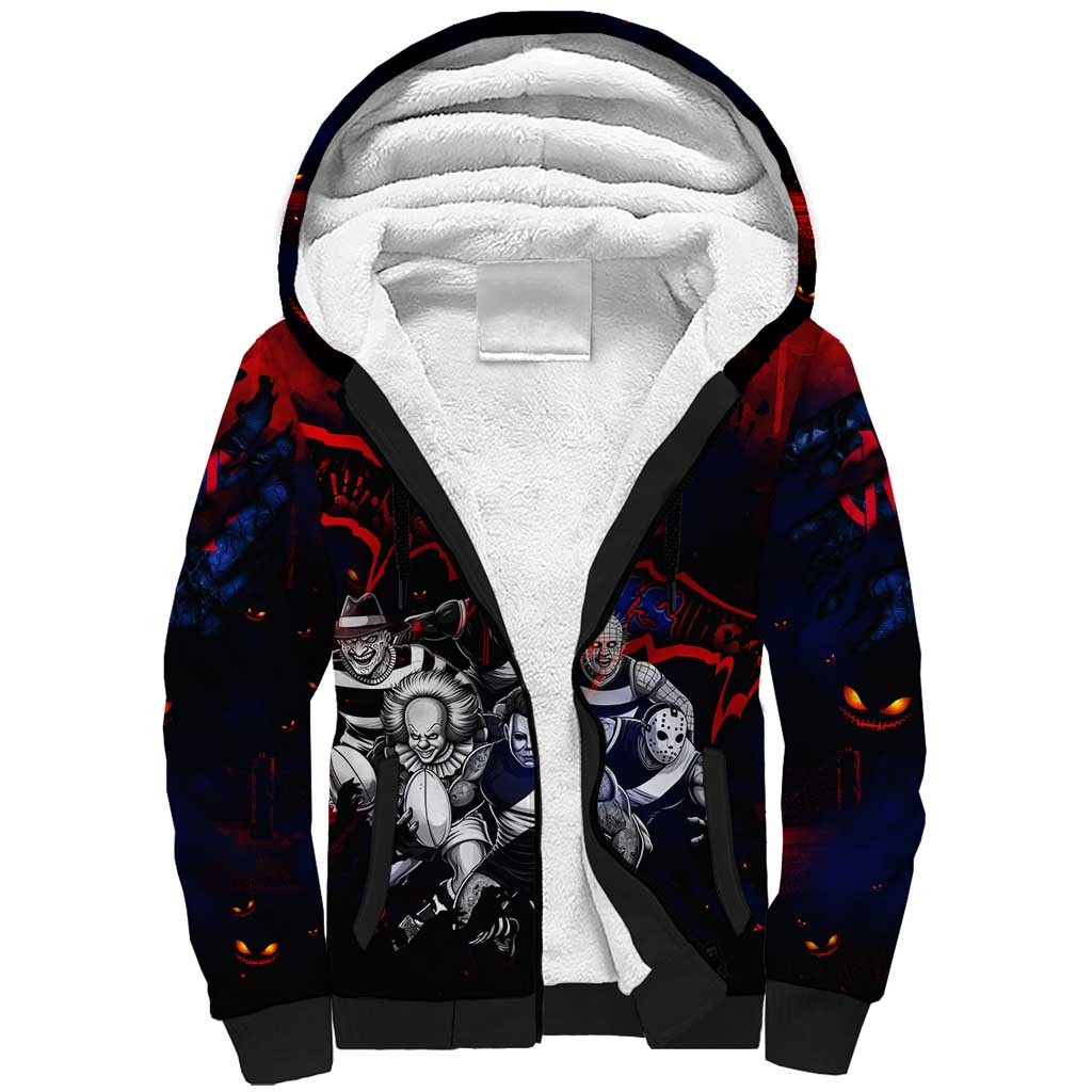 Step Into Horror Domain Demons Football Sherpa Hoodie Halloween Horror Movie Characters - Aussie Hoodie