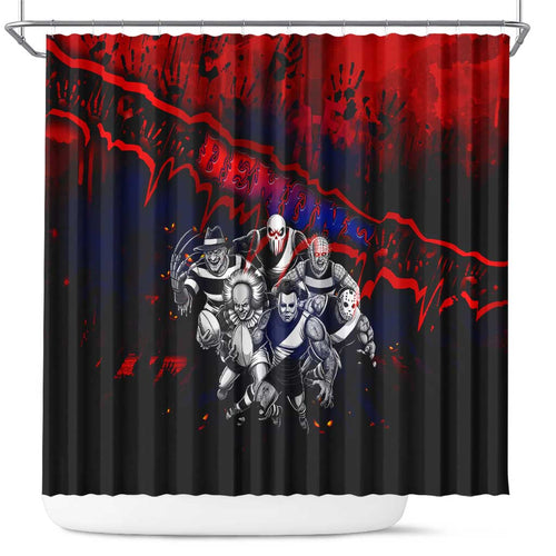 Step Into Horror Domain Demons Football Shower Curtain Halloween Horror Movie Characters - Aussie Hoodie