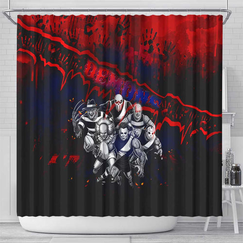 Step Into Horror Domain Demons Football Shower Curtain Halloween Horror Movie Characters - Aussie Hoodie