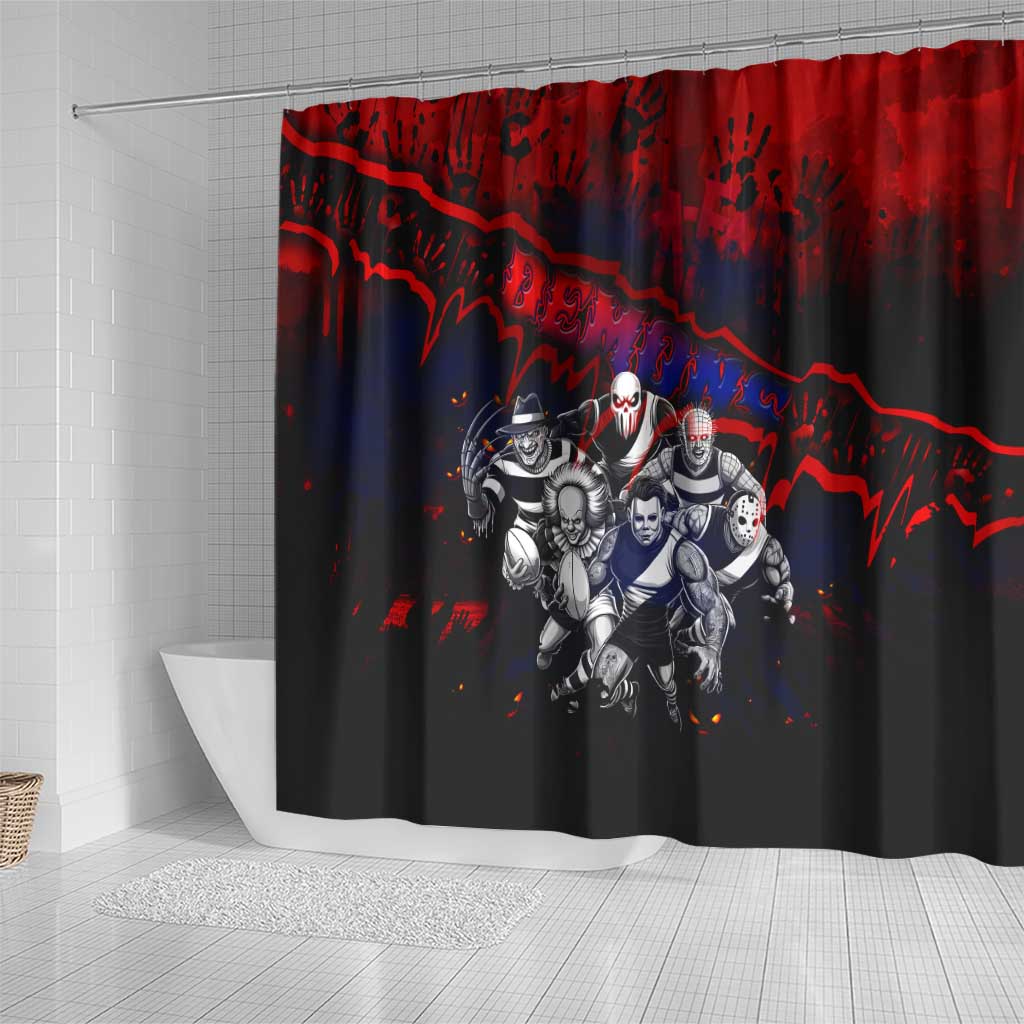 Step Into Horror Domain Demons Football Shower Curtain Halloween Horror Movie Characters - Aussie Hoodie