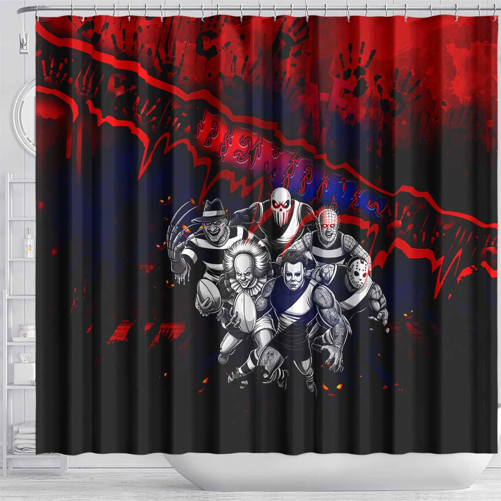 Step Into Horror Domain Demons Football Shower Curtain Halloween Horror Movie Characters - Aussie Hoodie