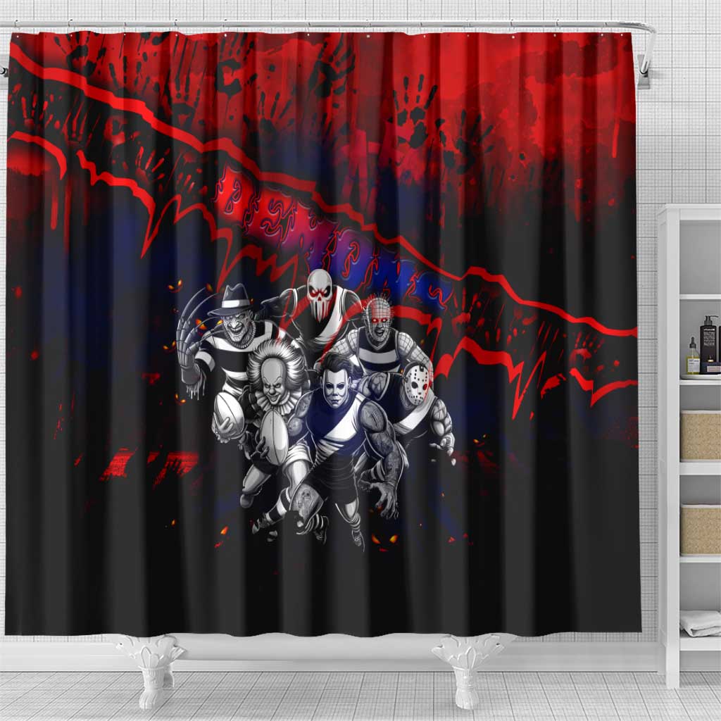 Step Into Horror Domain Demons Football Shower Curtain Halloween Horror Movie Characters - Aussie Hoodie