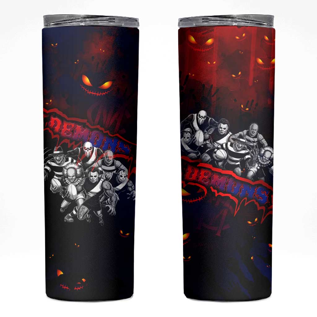 Step Into Horror Domain Demons Football Skinny Tumbler Halloween Horror Movie Characters - Aussie Hoodie