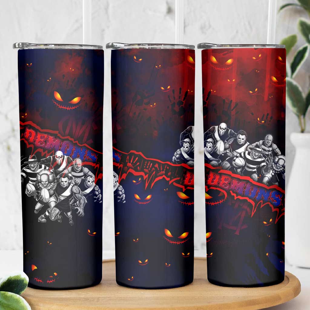 Step Into Horror Domain Demons Football Skinny Tumbler Halloween Horror Movie Characters - Aussie Hoodie