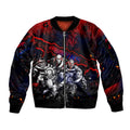 Step Into Horror Domain Demons Football Sleeve Zip Bomber Jacket Halloween Horror Movie Characters - Aussie Hoodie