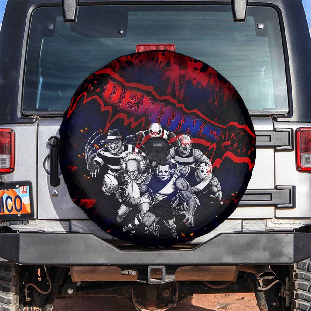 Step Into Horror Domain Demons Football Spare Tire Cover Halloween Horror Movie Characters - Aussie Hoodie