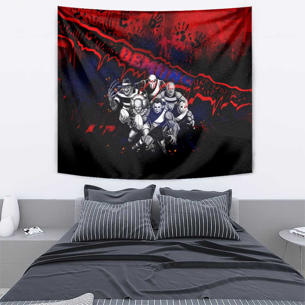 Step Into Horror Domain Demons Football Tapestry Halloween Horror Movie Characters - Aussie Hoodie