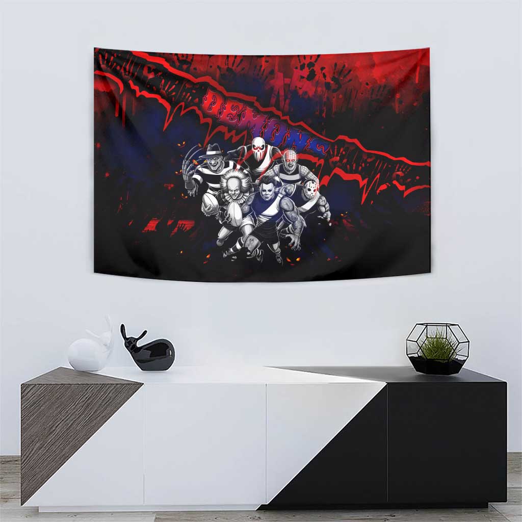 Step Into Horror Domain Demons Football Tapestry Halloween Horror Movie Characters - Aussie Hoodie