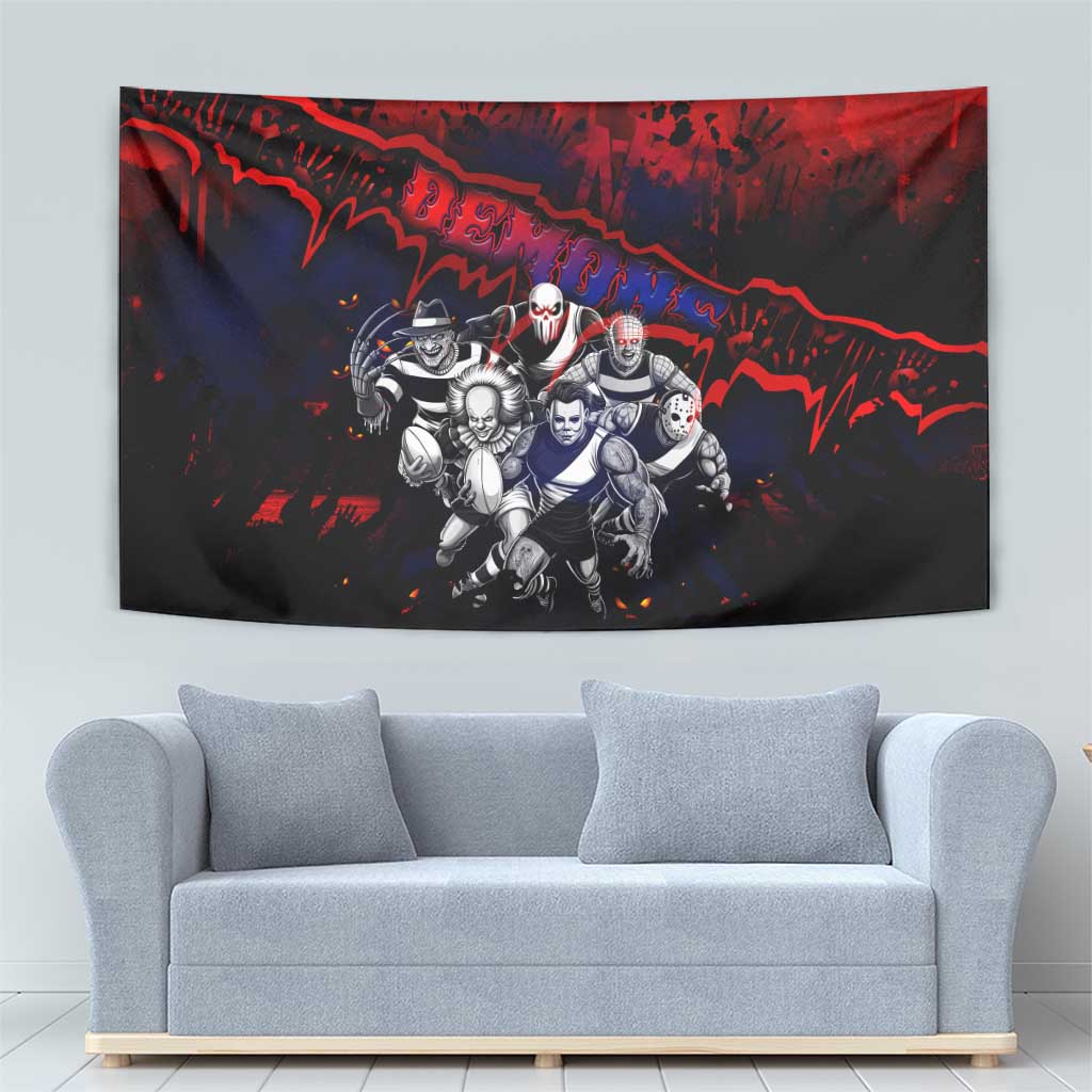 Step Into Horror Domain Demons Football Tapestry Halloween Horror Movie Characters - Aussie Hoodie