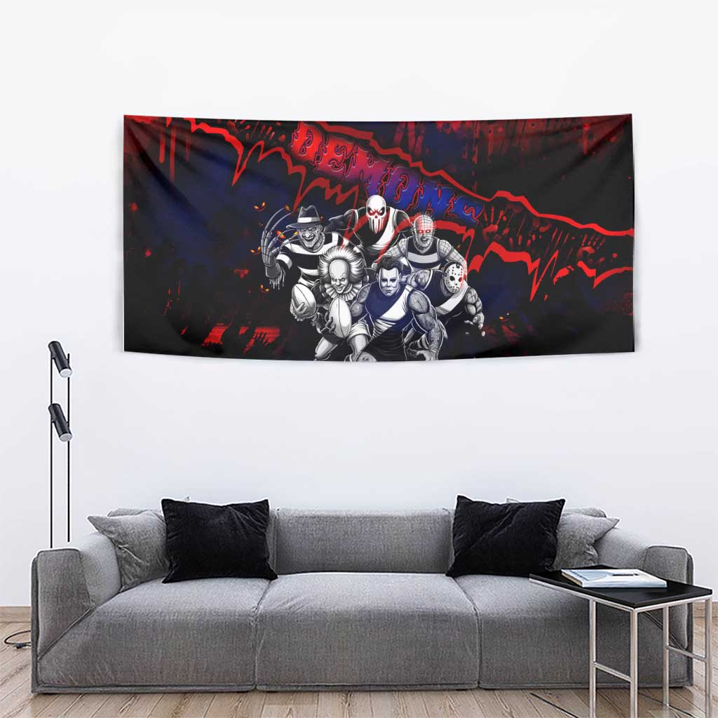 Step Into Horror Domain Demons Football Tapestry Halloween Horror Movie Characters - Aussie Hoodie