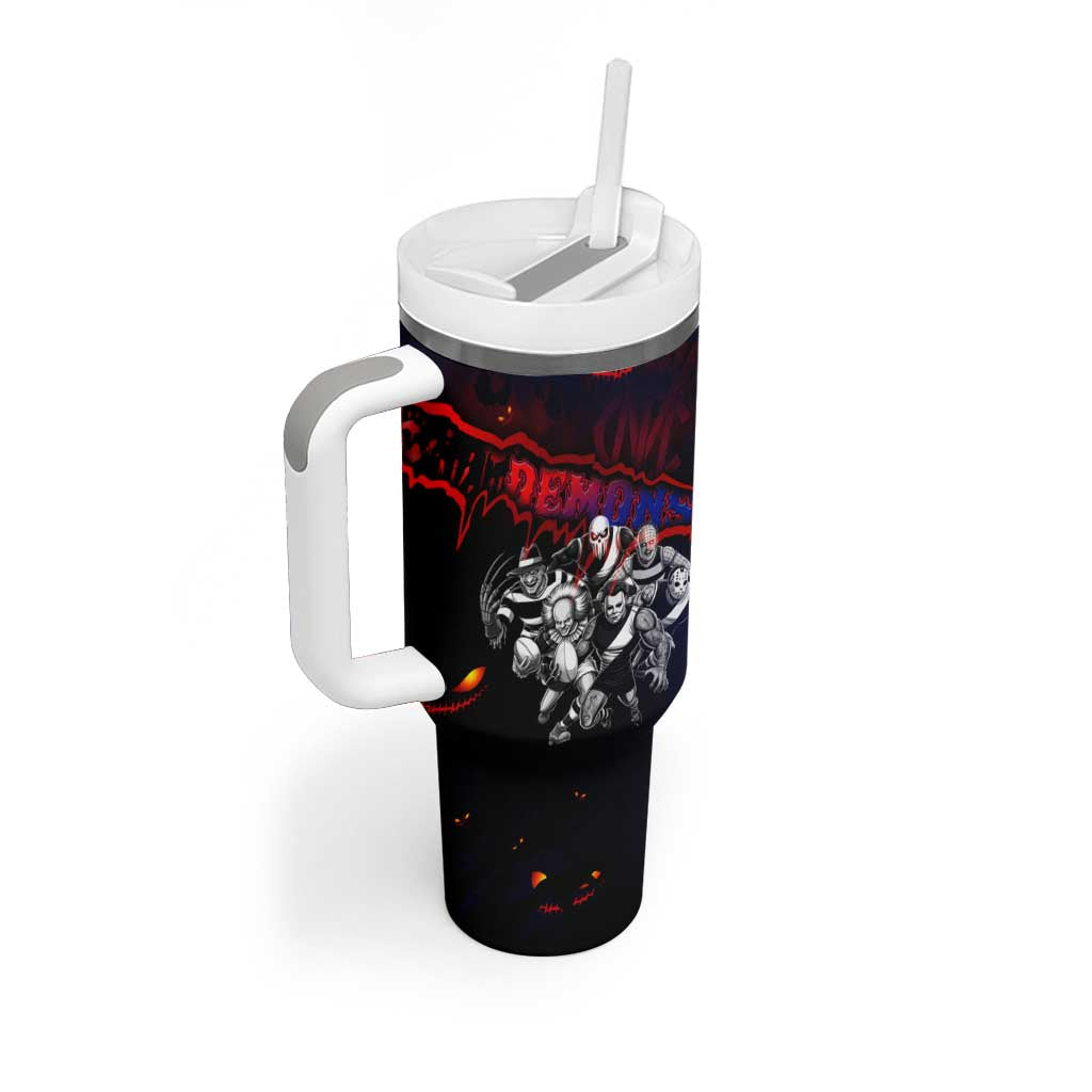 Step Into Horror Domain Demons Football Tumbler With Handle Halloween Horror Movie Characters - Aussie Hoodie