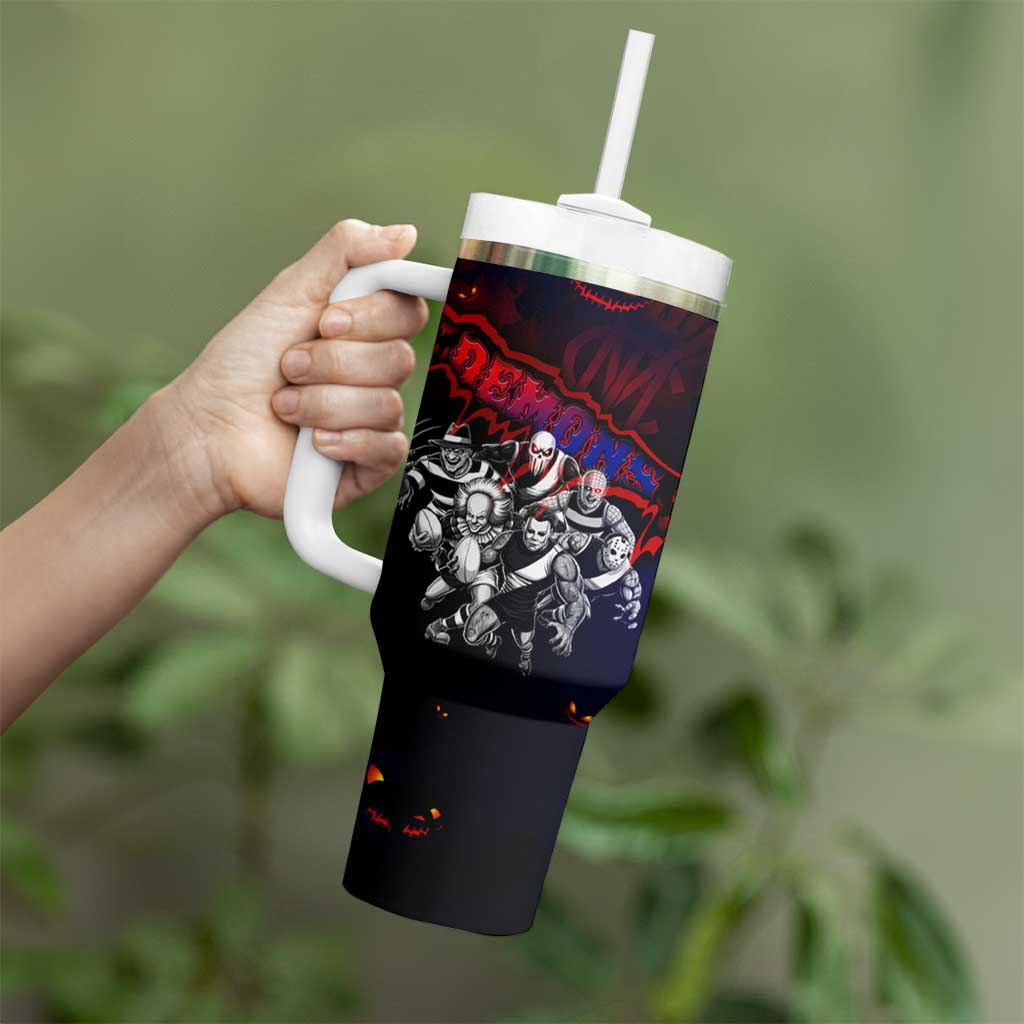 Step Into Horror Domain Demons Football Tumbler With Handle Halloween Horror Movie Characters - Aussie Hoodie