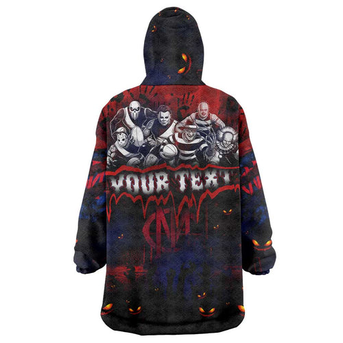 Step Into Horror Domain Demons Football Wearable Blanket Hoodie Halloween Horror Movie Characters - Aussie Hoodie