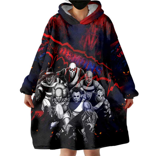 Step Into Horror Domain Demons Football Wearable Blanket Hoodie Halloween Horror Movie Characters - Aussie Hoodie