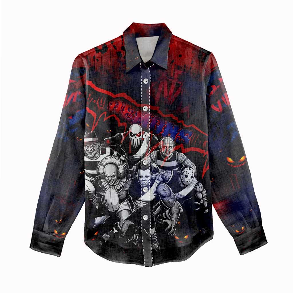 Step Into Horror Domain Demons Football Women Casual Shirt Halloween Horror Movie Characters - Aussie Hoodie