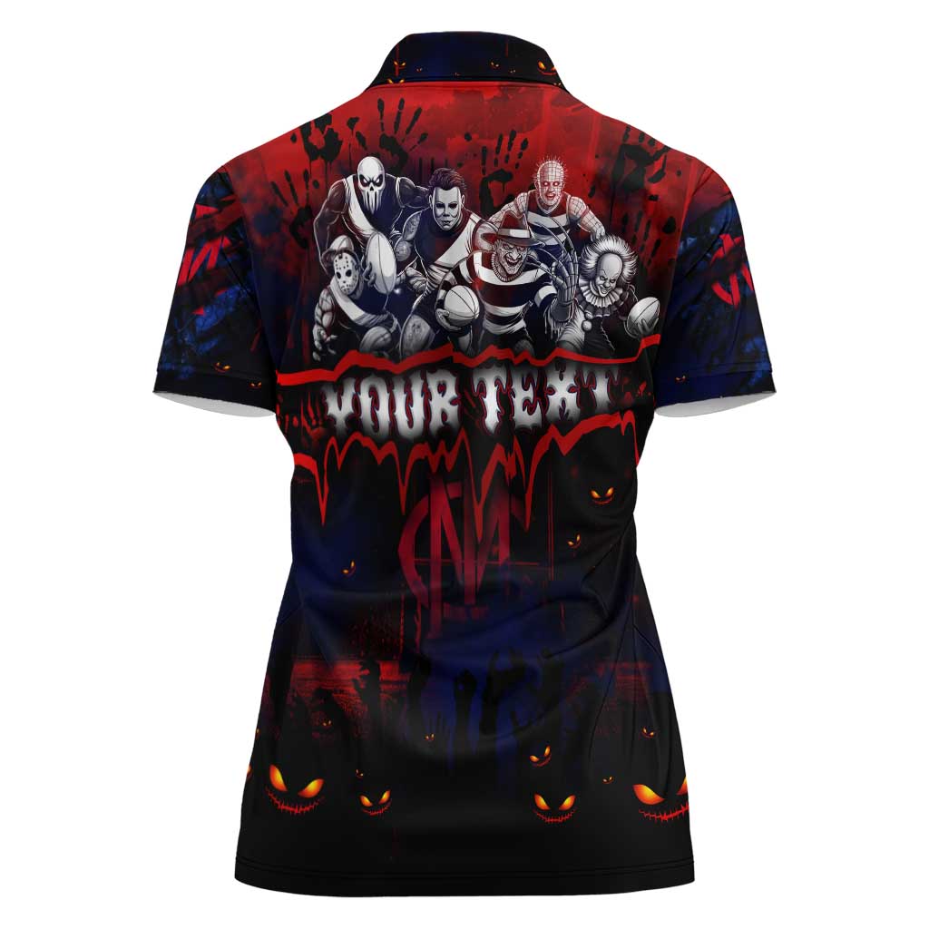 Step Into Horror Domain Demons Football Women Polo Shirt Halloween Horror Movie Characters - Aussie Hoodie