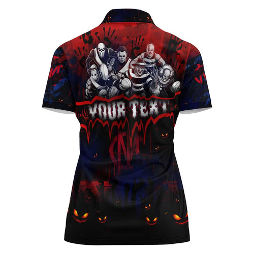 Step Into Horror Domain Demons Football Women Polo Shirt Halloween Horror Movie Characters - Aussie Hoodie