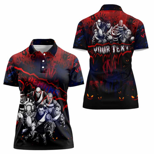 Step Into Horror Domain Demons Football Women Polo Shirt Halloween Horror Movie Characters - Aussie Hoodie