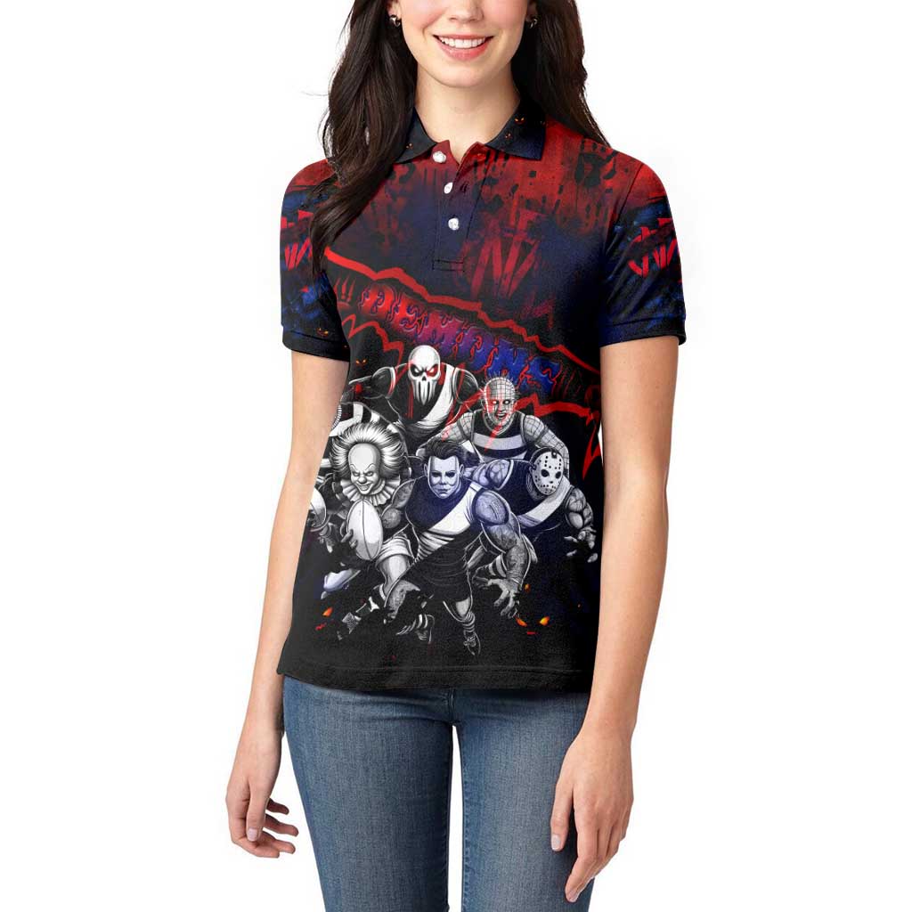 Step Into Horror Domain Demons Football Women Polo Shirt Halloween Horror Movie Characters - Aussie Hoodie
