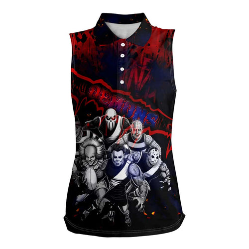 Step Into Horror Domain Demons Football Women Sleeveless Polo Shirt Halloween Horror Movie Characters - Aussie Hoodie