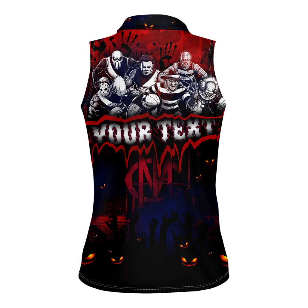 Step Into Horror Domain Demons Football Women Sleeveless Polo Shirt Halloween Horror Movie Characters - Aussie Hoodie