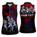 Step Into Horror Domain Demons Football Women Sleeveless Polo Shirt Halloween Horror Movie Characters - Aussie Hoodie
