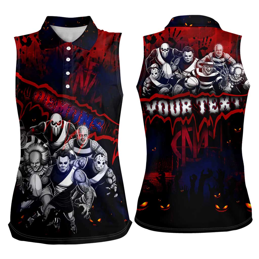 Step Into Horror Domain Demons Football Women Sleeveless Polo Shirt Halloween Horror Movie Characters - Aussie Hoodie