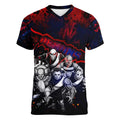 Step Into Horror Domain Demons Football Women V-Neck T-Shirt Halloween Horror Movie Characters - Aussie Hoodie