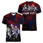 Step Into Horror Domain Demons Football Women V-Neck T-Shirt Halloween Horror Movie Characters - Aussie Hoodie