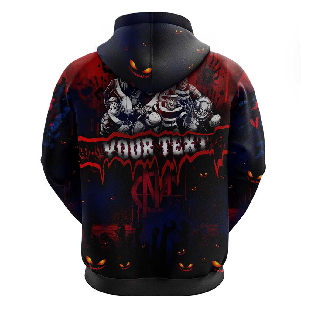 Step Into Horror Domain Demons Football Zip Hoodie Halloween Horror Movie Characters - Aussie Hoodie
