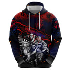 Step Into Horror Domain Demons Football Zip Hoodie Halloween Horror Movie Characters - Aussie Hoodie