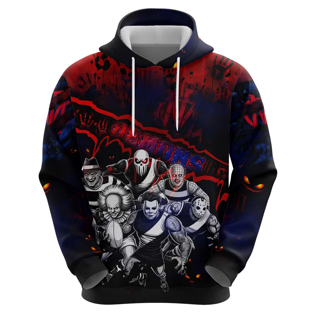 Step Into Horror Domain Demons Football Zip Hoodie Halloween Horror Movie Characters - Aussie Hoodie