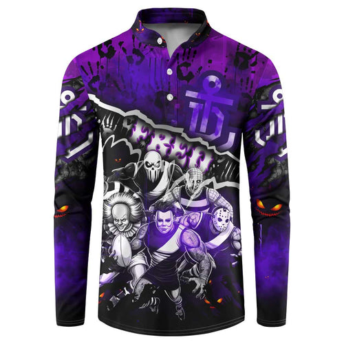 Step Into Horror Domain Freo Football Button Sweatshirt Halloween Horror Movie Characters - Aussie Hoodie