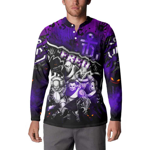 Step Into Horror Domain Freo Football Button Sweatshirt Halloween Horror Movie Characters - Aussie Hoodie
