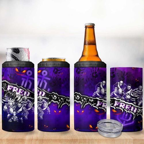 Step Into Horror Domain Freo Football 4 in 1 Can Cooler Tumbler Halloween Horror Movie Characters - Aussie Hoodie