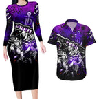 Step Into Horror Domain Freo Football Couples Matching Long Sleeve Bodycon Dress and Hawaiian Shirt Halloween Horror Movie Characters - Aussie Hoodie