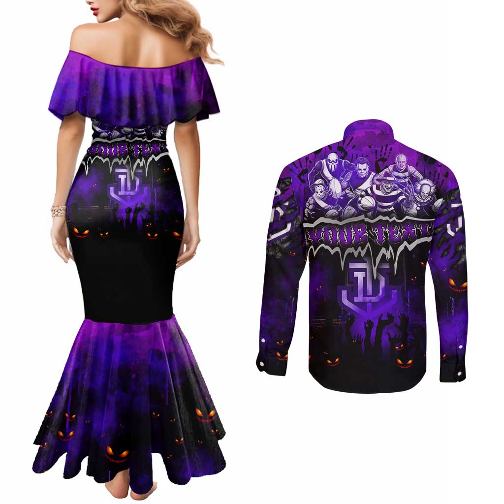 Step Into Horror Domain Freo Football Couples Matching Mermaid Dress and Long Sleeve Button Shirt Halloween Horror Movie Characters - Aussie Hoodie