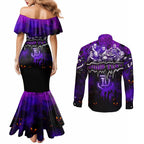 Step Into Horror Domain Freo Football Couples Matching Mermaid Dress and Long Sleeve Button Shirt Halloween Horror Movie Characters - Aussie Hoodie