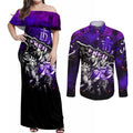 Step Into Horror Domain Freo Football Couples Matching Off Shoulder Maxi Dress and Long Sleeve Button Shirt Halloween Horror Movie Characters - Aussie Hoodie