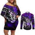 Step Into Horror Domain Freo Football Couples Matching Off Shoulder Short Dress and Long Sleeve Button Shirt Halloween Horror Movie Characters - Aussie Hoodie