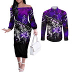 Step Into Horror Domain Freo Football Couples Matching Off The Shoulder Long Sleeve Dress and Long Sleeve Button Shirt Halloween Horror Movie Characters - Aussie Hoodie